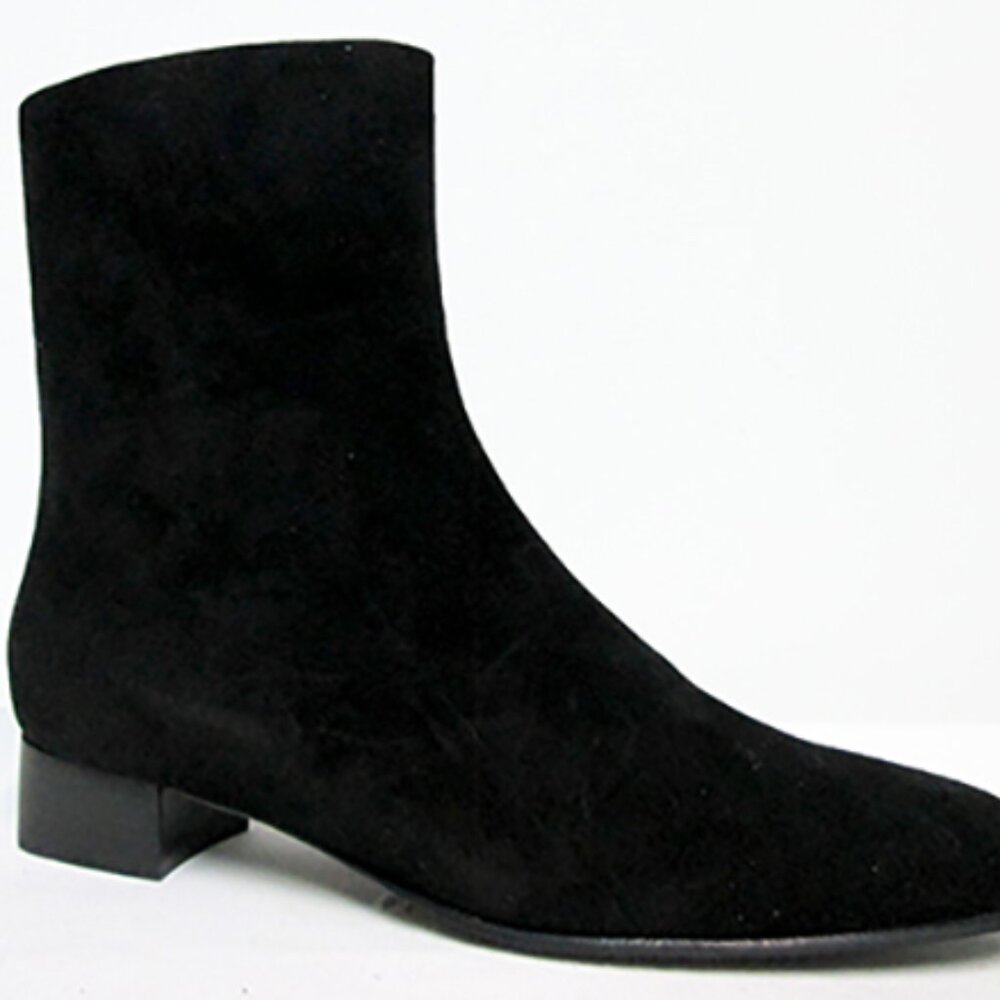Galo Black Soft Leather Suede Trimming Ankle Boots Size 38 1/2